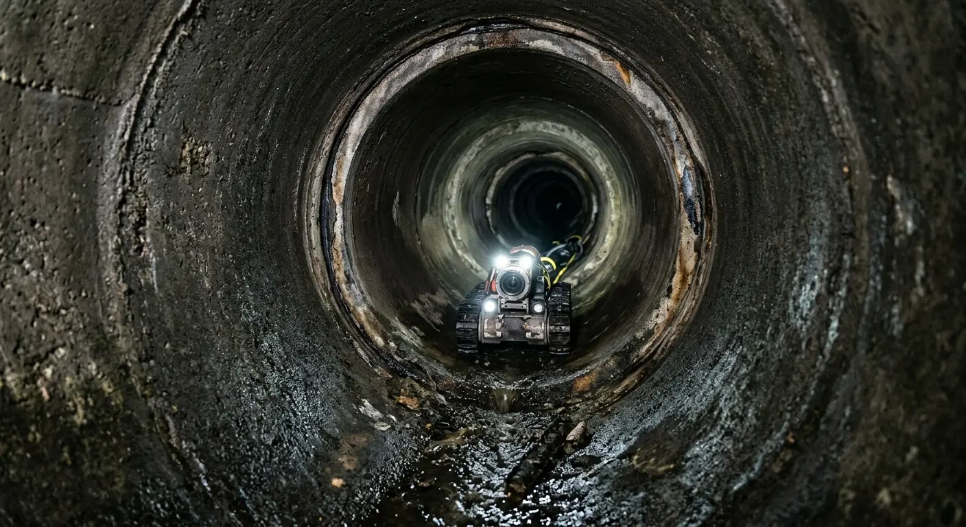 Robotic sewer camera inspecting pipe interior for Drain Snake Service in Wildewood